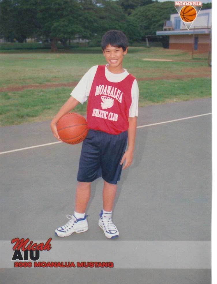 Micah playing basketball as a child